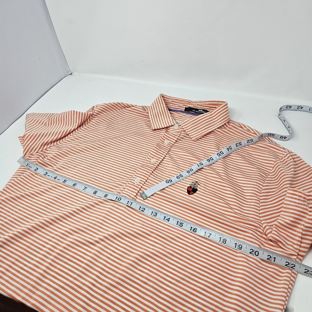 RLX Orange White Striped Polo Men's Size Large Stretch Club Logo On Chest. RLX - Picture 8 of 9